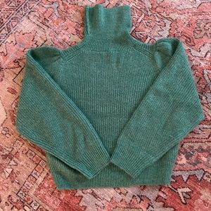 J Crew Cropped puff-sleeve turtleneck sweater